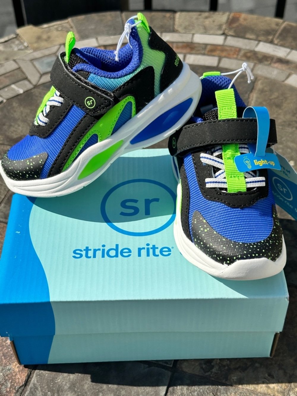 Stride Rite Little Kids Light Up Sneakers (Blue / Green) Toddler Youth 6K 7K NEW
